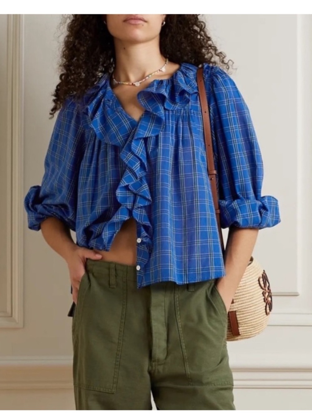 Dôen Ellery Top in Park Lane Plaid Blue Size XL